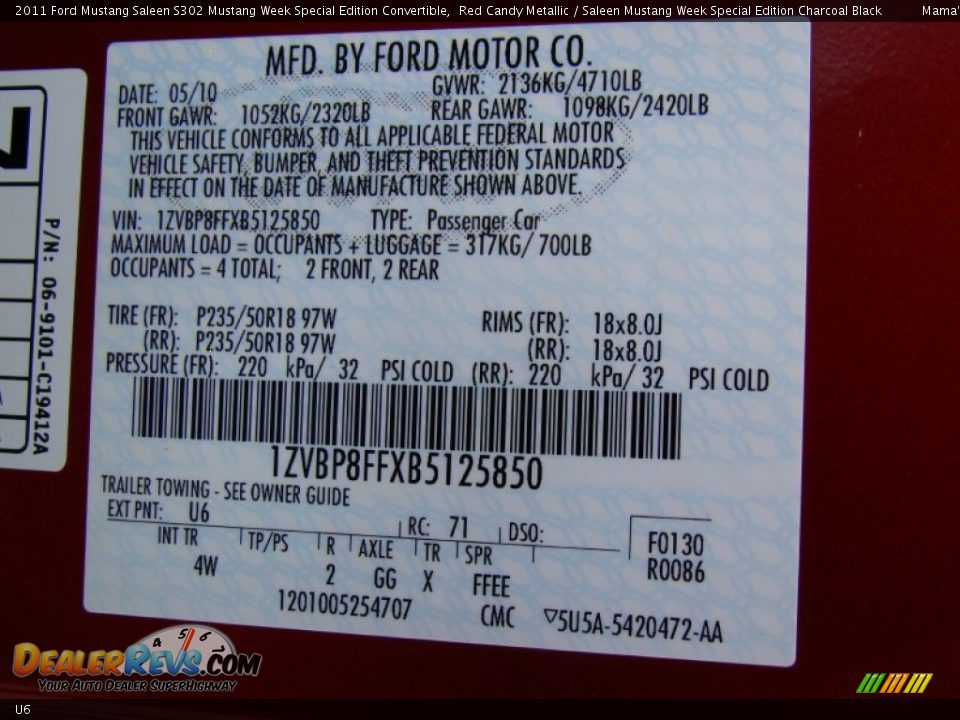 Ford Color Code U6 Red Candy Metallic