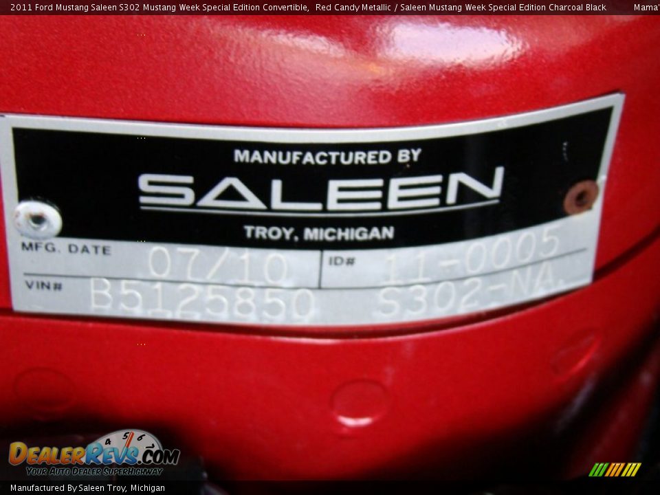 Manufactured By Saleen Troy, Michigan - 2011 Ford Mustang