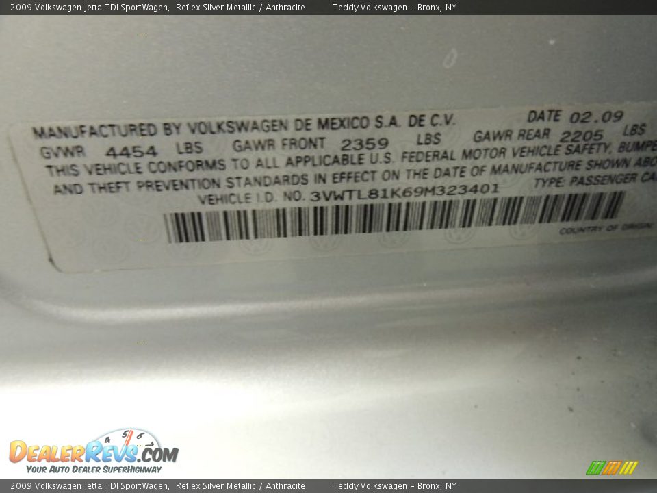 2009 Volkswagen Jetta TDI SportWagen Reflex Silver Metallic / Anthracite Photo #20