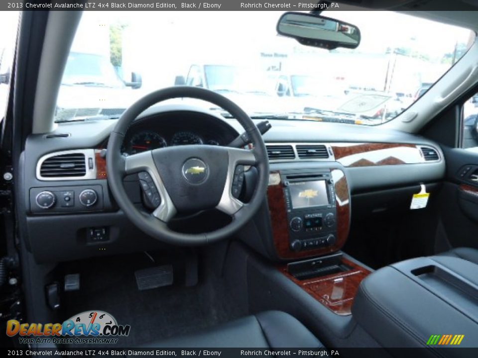Ebony Interior - 2013 Chevrolet Avalanche LTZ 4x4 Black Diamond Edition Photo #12