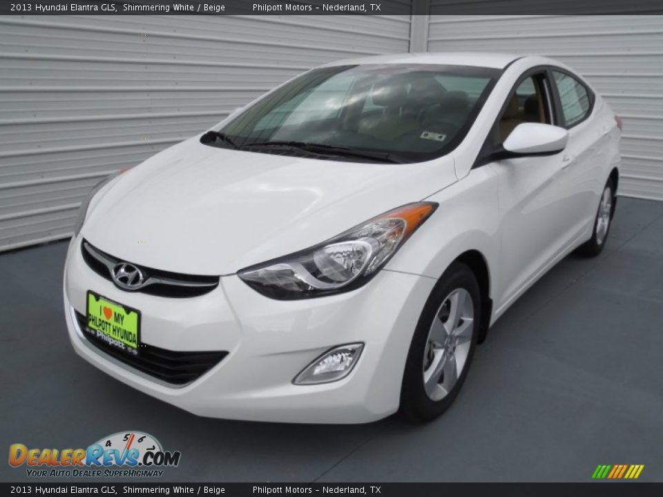 2013 Hyundai Elantra GLS Shimmering White / Beige Photo #6