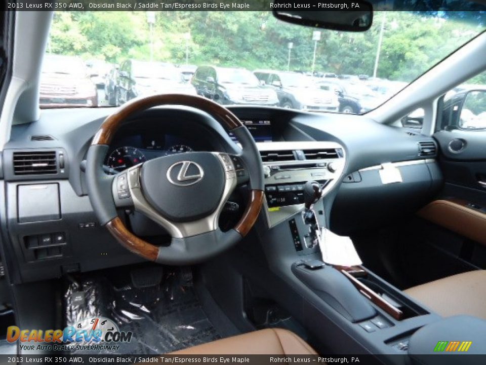 2013 Lexus RX 350 AWD Obsidian Black / Saddle Tan/Espresso Birds Eye Maple Photo #11