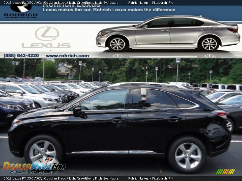 2013 Lexus RX 350 AWD Obsidian Black / Light Gray/Ebony Birds Eye Maple Photo #1