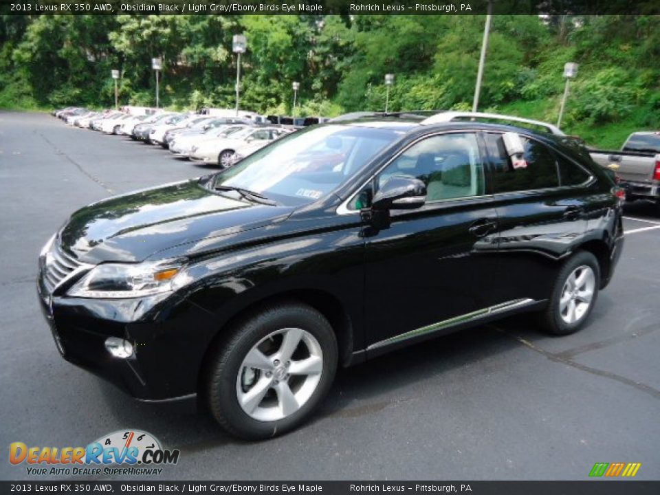2013 Lexus RX 350 AWD Obsidian Black / Light Gray/Ebony Birds Eye Maple Photo #8