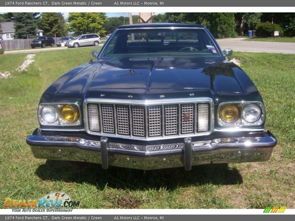 1974 Ford Ranchero GT Dark Green Metallic / Green Photo #3