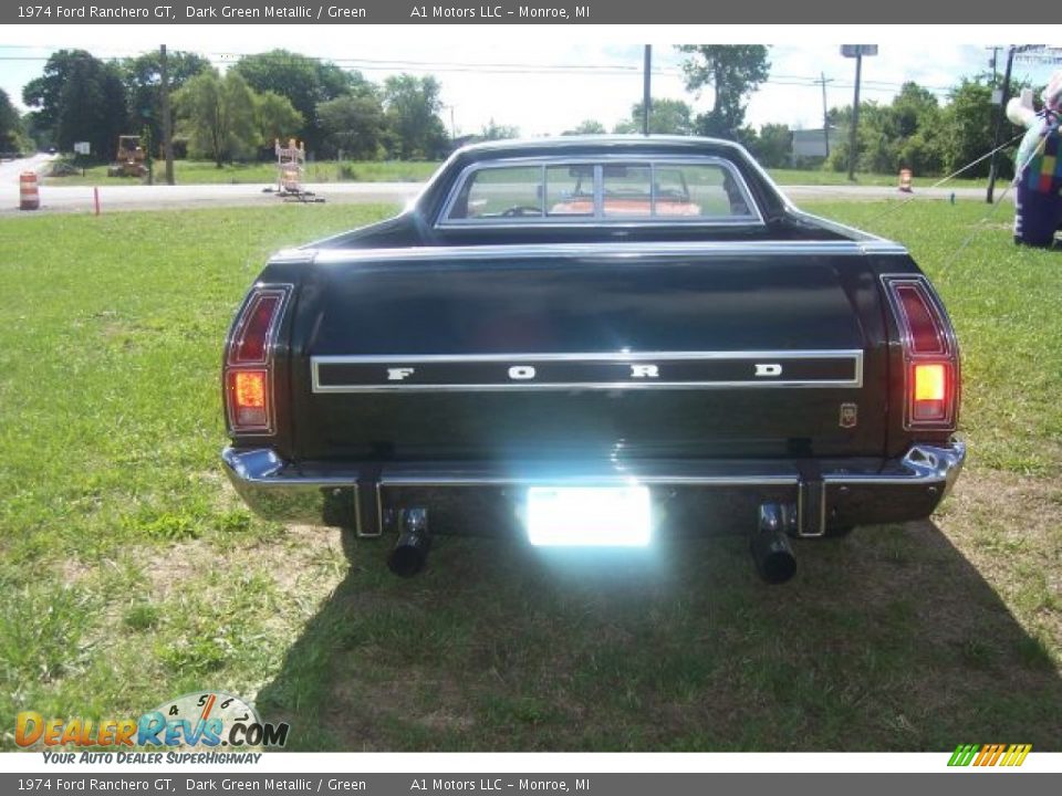 1974 Ford Ranchero GT Dark Green Metallic / Green Photo #5