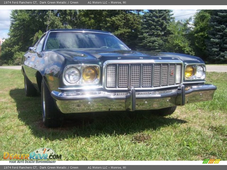 1974 Ford Ranchero GT Dark Green Metallic / Green Photo #7