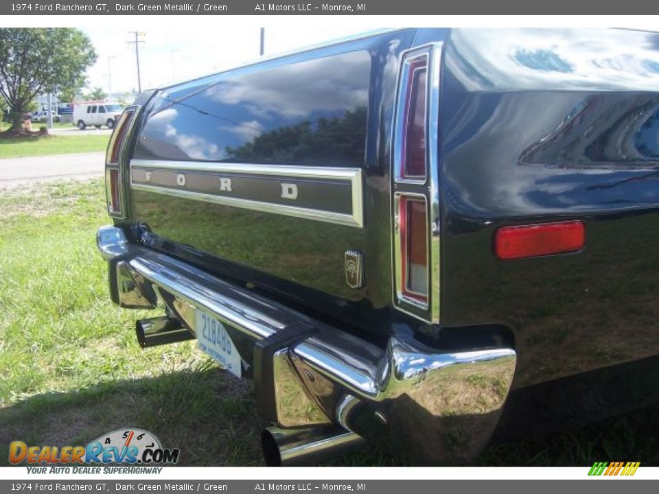 1974 Ford Ranchero GT Dark Green Metallic / Green Photo #19