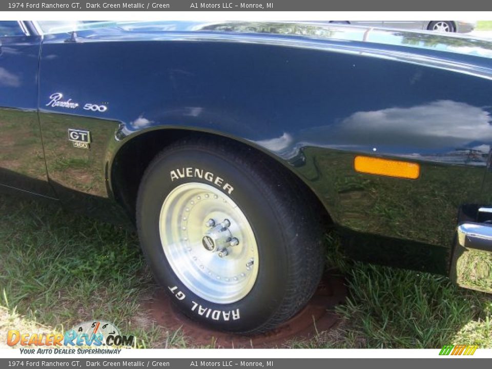 1974 Ford Ranchero GT Dark Green Metallic / Green Photo #20