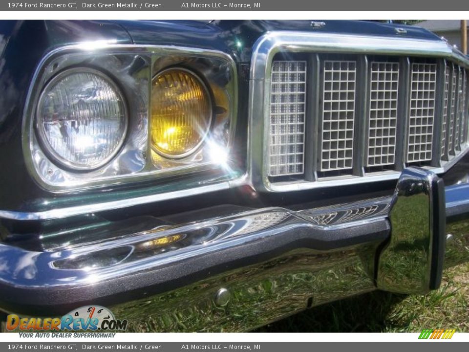 1974 Ford Ranchero GT Dark Green Metallic / Green Photo #26