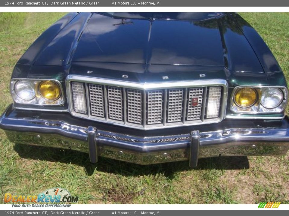 1974 Ford Ranchero GT Dark Green Metallic / Green Photo #28