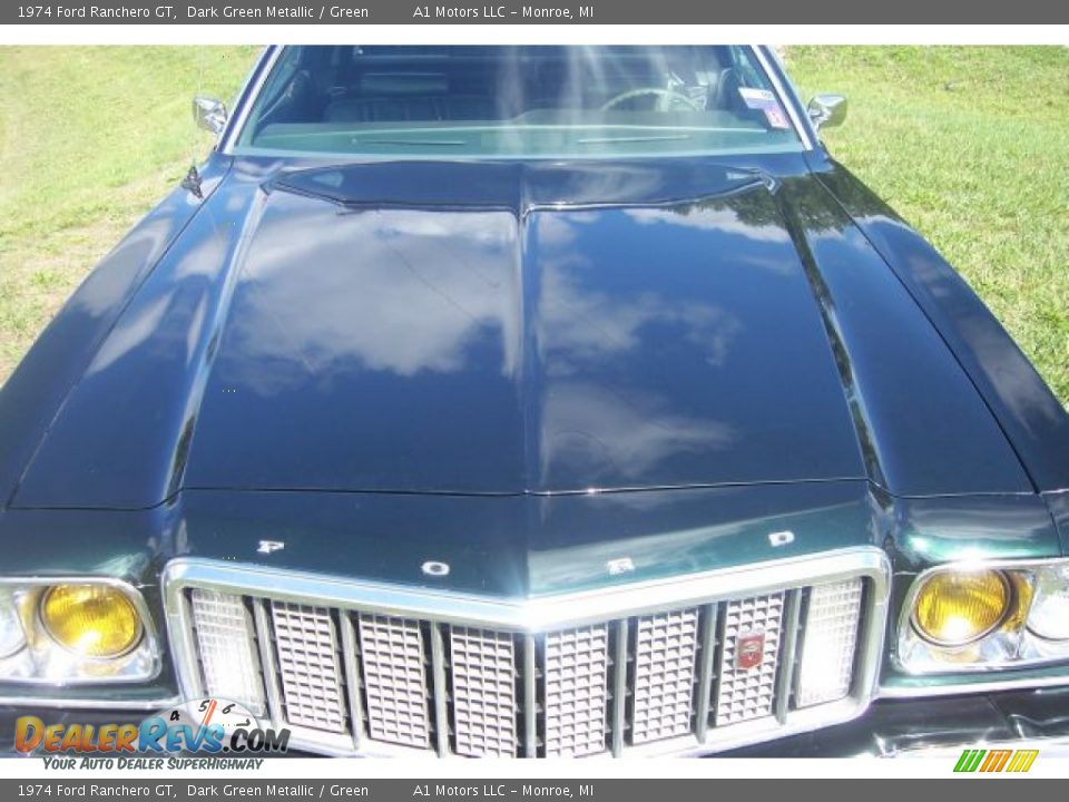 1974 Ford Ranchero GT Dark Green Metallic / Green Photo #30