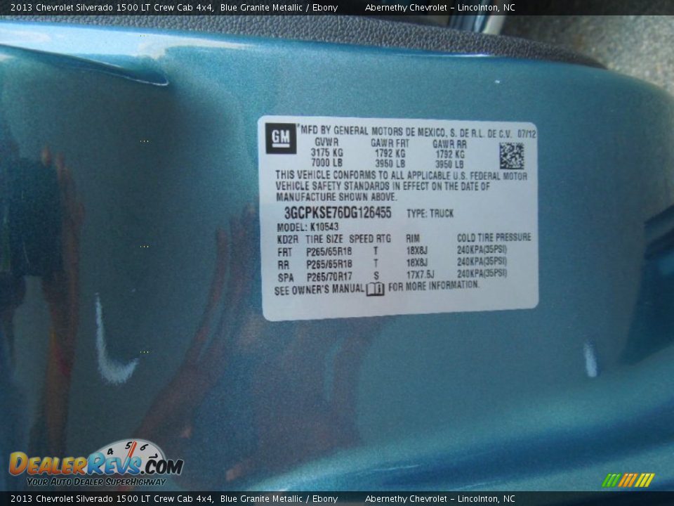 2013 Chevrolet Silverado 1500 LT Crew Cab 4x4 Blue Granite Metallic / Ebony Photo #7
