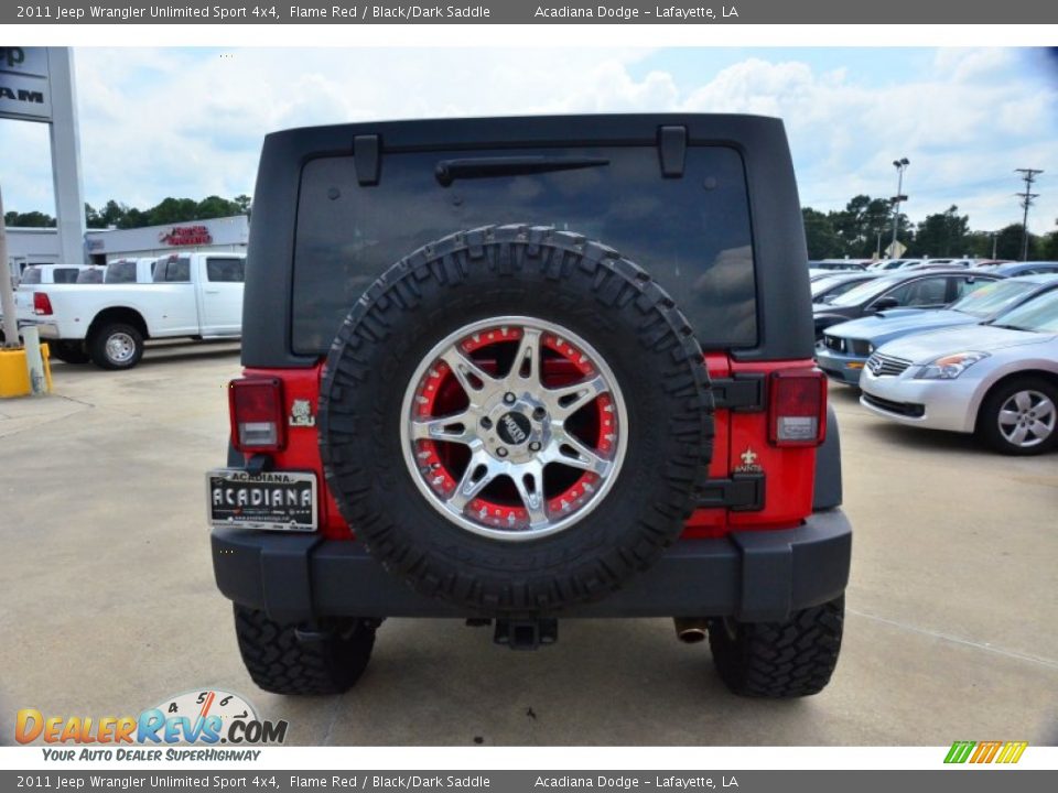 2011 Jeep Wrangler Unlimited Sport 4x4 Flame Red / Black/Dark Saddle Photo #4