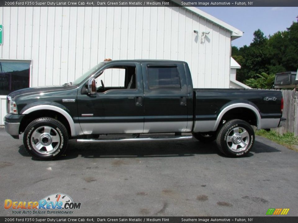 2006 Ford F350 Super Duty Lariat Crew Cab 4x4 Dark Green Satin Metallic / Medium Flint Photo #4