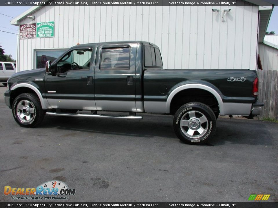2006 Ford F350 Super Duty Lariat Crew Cab 4x4 Dark Green Satin Metallic / Medium Flint Photo #6