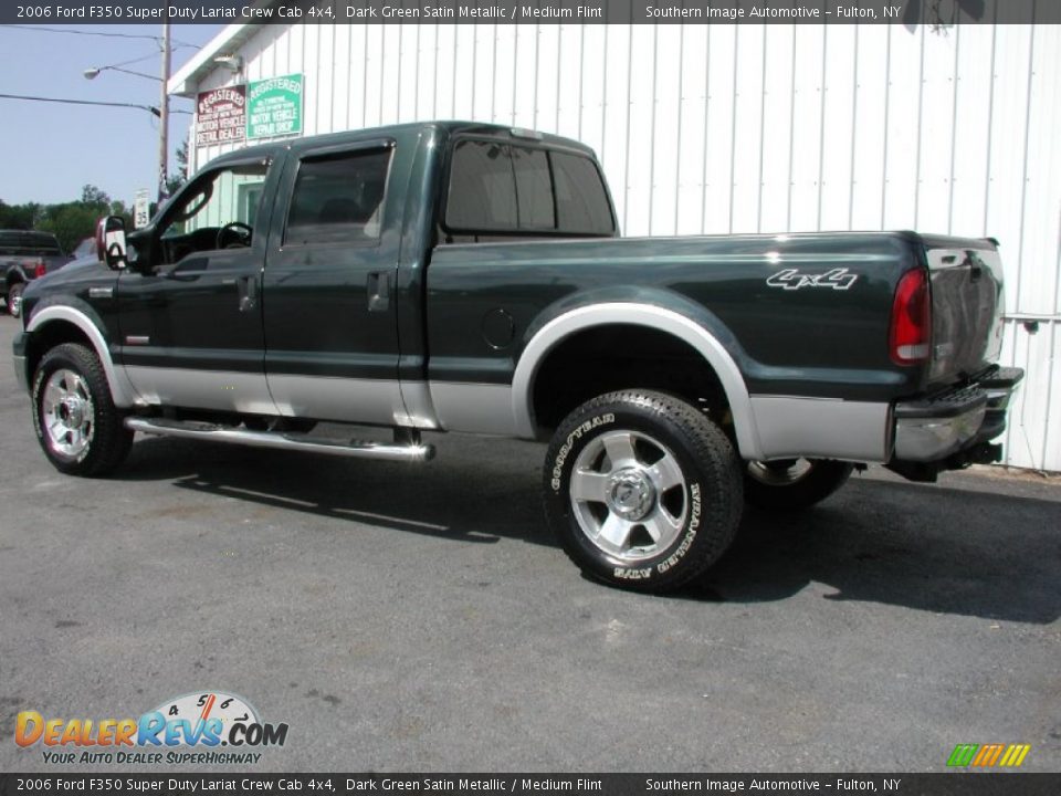 2006 Ford F350 Super Duty Lariat Crew Cab 4x4 Dark Green Satin Metallic / Medium Flint Photo #7