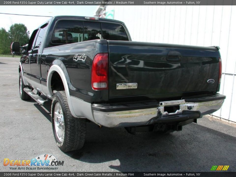 2006 Ford F350 Super Duty Lariat Crew Cab 4x4 Dark Green Satin Metallic / Medium Flint Photo #9