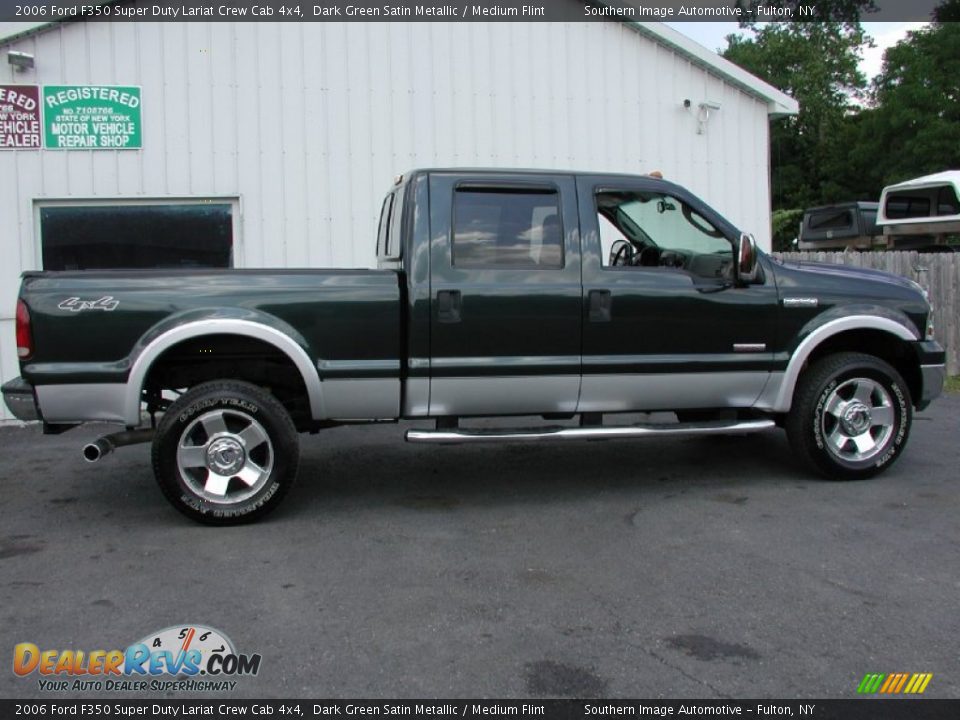 2006 Ford F350 Super Duty Lariat Crew Cab 4x4 Dark Green Satin Metallic / Medium Flint Photo #14