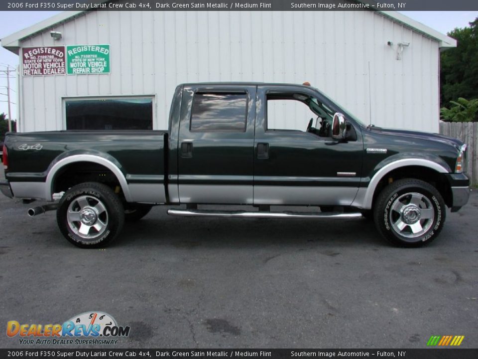 2006 Ford F350 Super Duty Lariat Crew Cab 4x4 Dark Green Satin Metallic / Medium Flint Photo #15