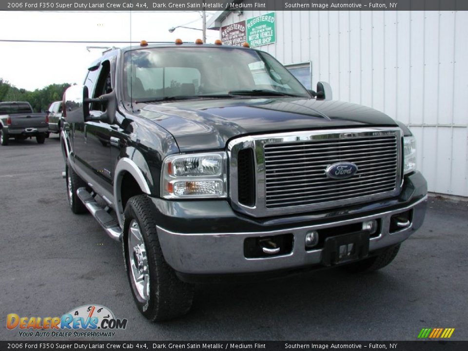 2006 Ford F350 Super Duty Lariat Crew Cab 4x4 Dark Green Satin Metallic / Medium Flint Photo #19