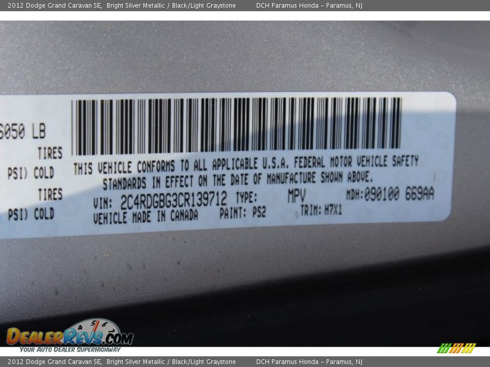 2012 Dodge Grand Caravan SE Bright Silver Metallic / Black/Light Graystone Photo #26