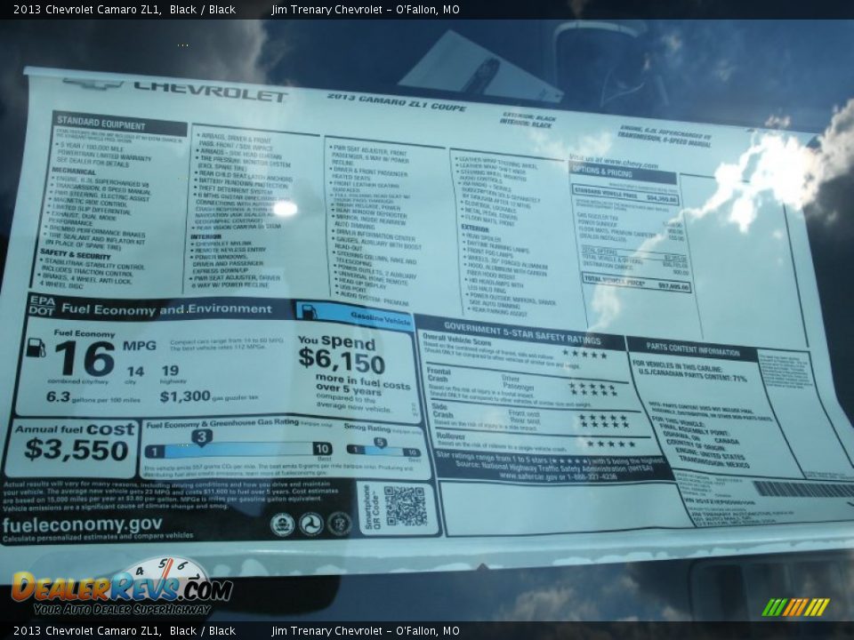 2013 Chevrolet Camaro ZL1 Window Sticker Photo #27