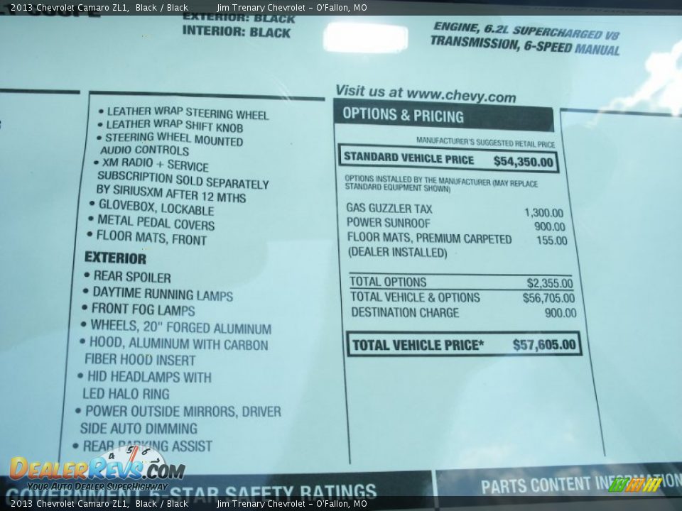 2013 Chevrolet Camaro ZL1 Window Sticker Photo #28