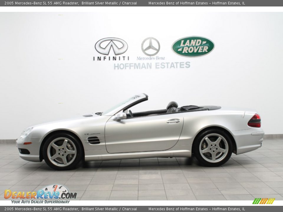 2005 Mercedes-Benz SL 55 AMG Roadster Brilliant Silver Metallic / Charcoal Photo #2