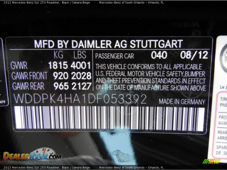 2013 Mercedes-Benz SLK 250 Roadster Black / Sahara Beige Photo #12