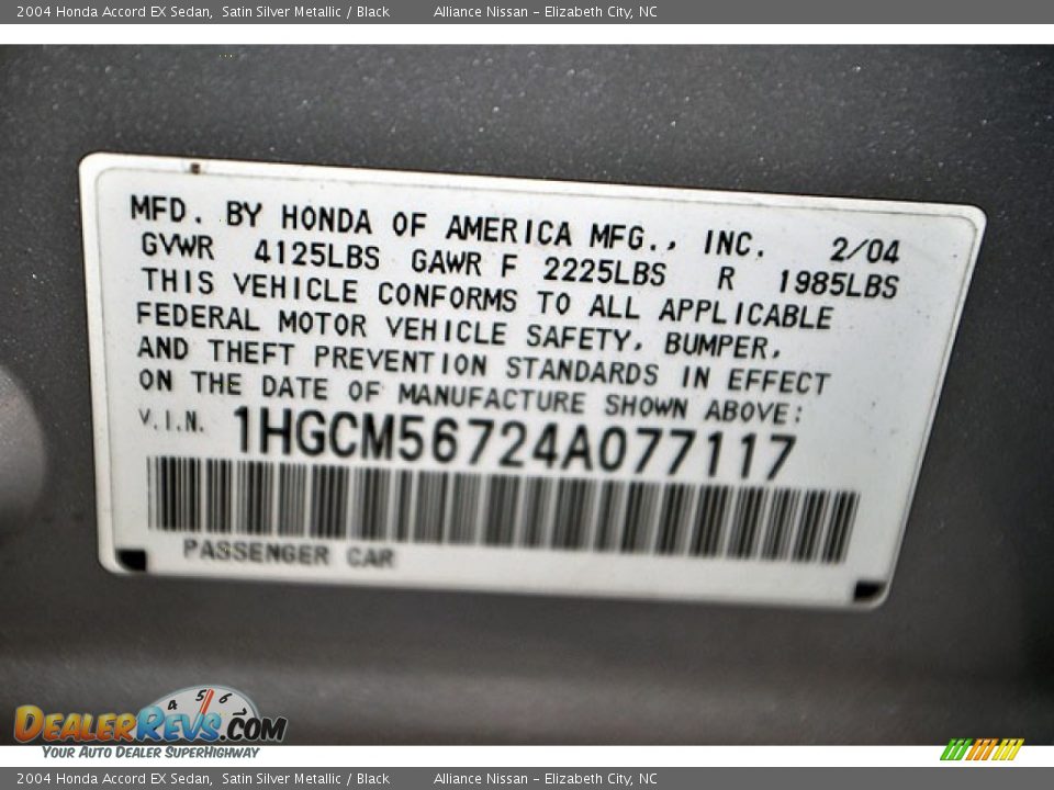 2004 Honda Accord EX Sedan Satin Silver Metallic / Black Photo #23