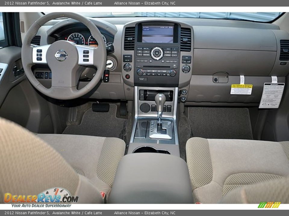 2012 Nissan Pathfinder S Avalanche White / Cafe Latte Photo #14