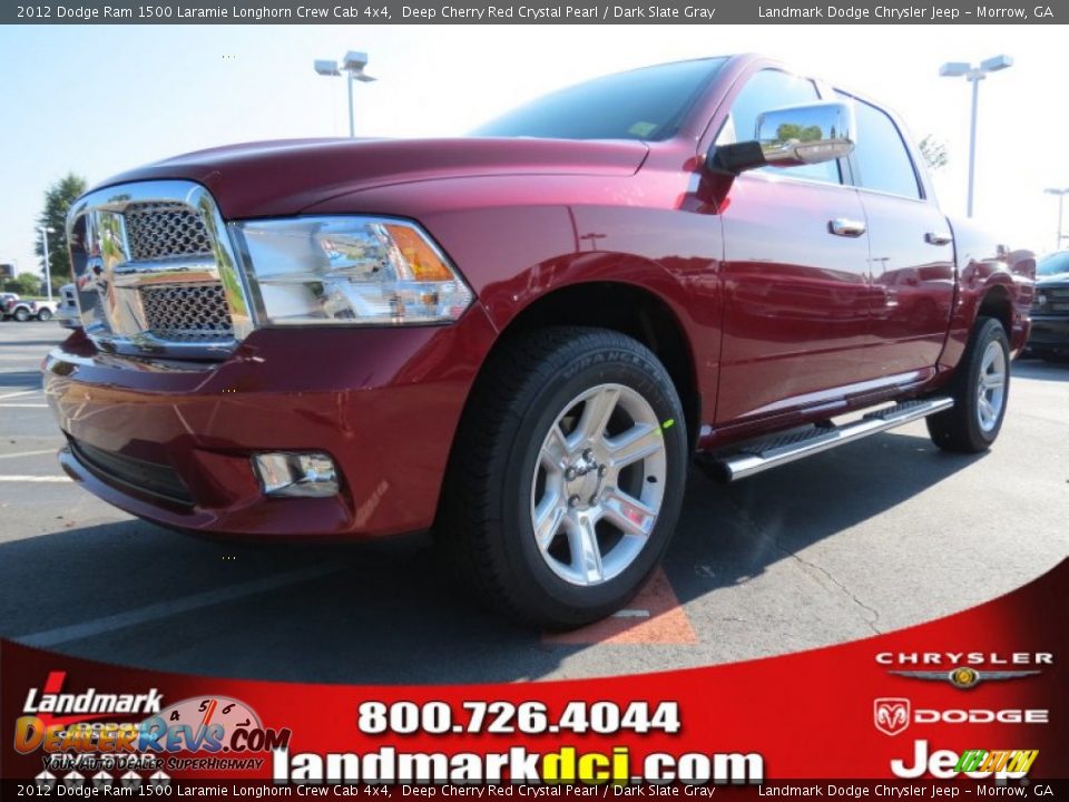 2012 Dodge Ram 1500 Laramie Longhorn Crew Cab 4x4 Deep Cherry Red Crystal Pearl / Dark Slate Gray Photo #1