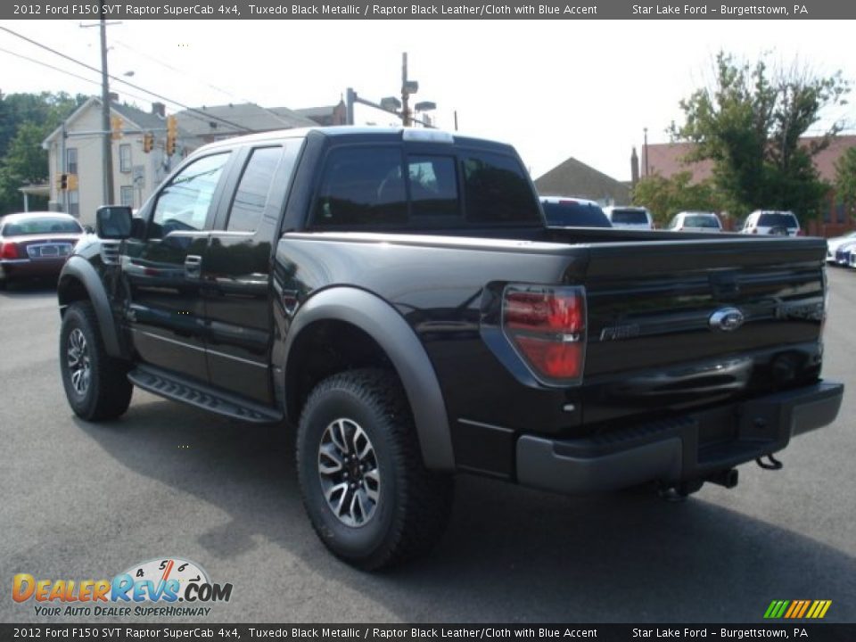 2012 Ford F150 SVT Raptor SuperCab 4x4 Tuxedo Black Metallic / Raptor Black Leather/Cloth with Blue Accent Photo #5