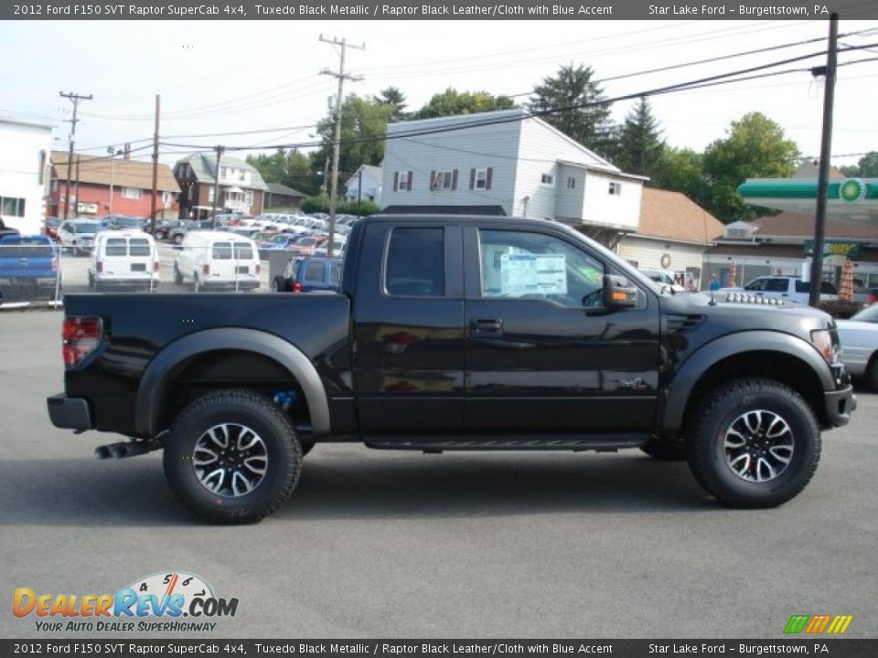 2012 Ford F150 SVT Raptor SuperCab 4x4 Tuxedo Black Metallic / Raptor Black Leather/Cloth with Blue Accent Photo #8