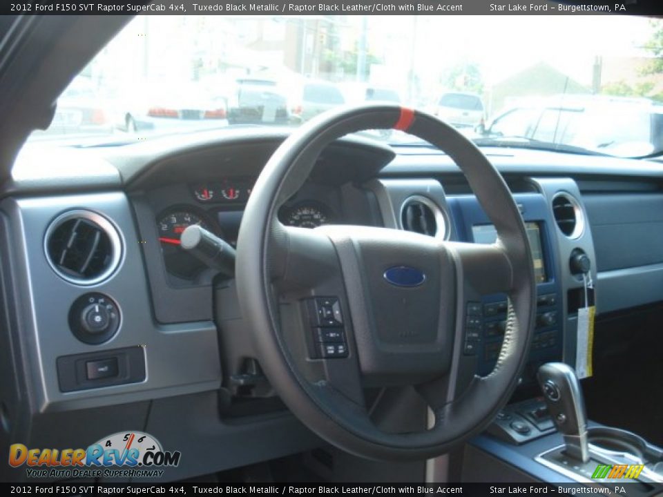 2012 Ford F150 SVT Raptor SuperCab 4x4 Tuxedo Black Metallic / Raptor Black Leather/Cloth with Blue Accent Photo #11