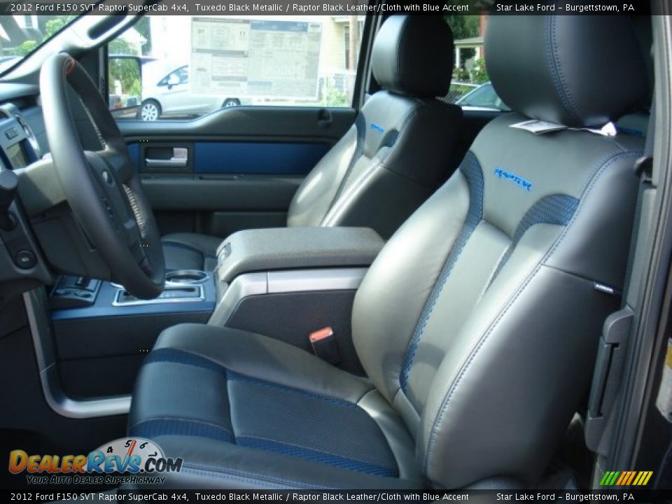 Raptor Black Leather/Cloth with Blue Accent Interior - 2012 Ford F150 SVT Raptor SuperCab 4x4 Photo #12