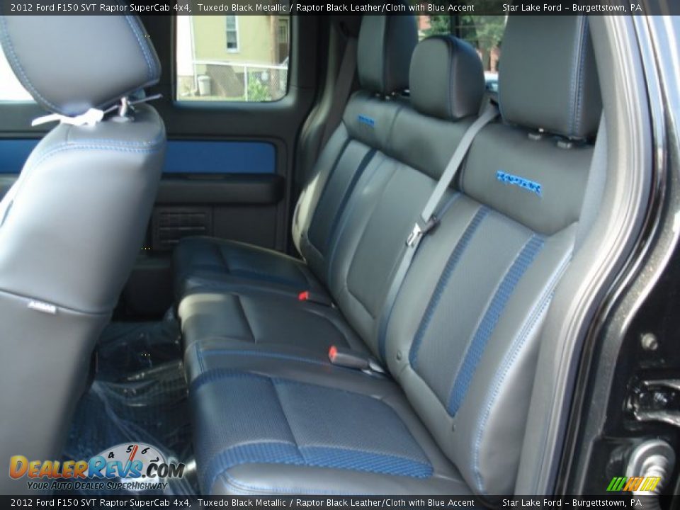 Raptor Black Leather/Cloth with Blue Accent Interior - 2012 Ford F150 SVT Raptor SuperCab 4x4 Photo #13