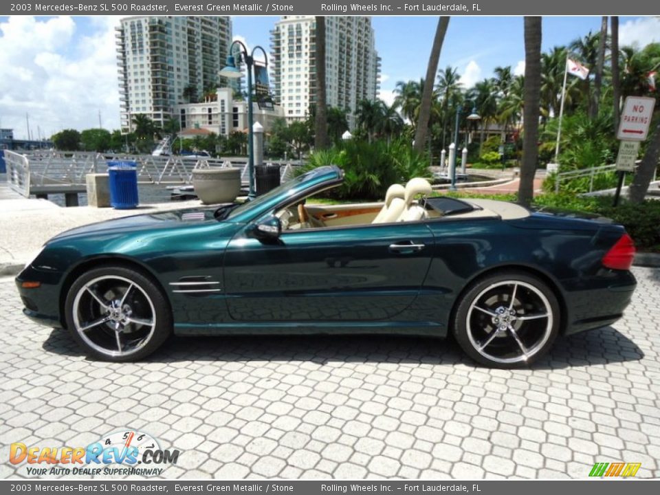 2003 Mercedes-Benz SL 500 Roadster Everest Green Metallic / Stone Photo #2