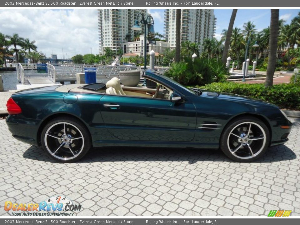 2003 Mercedes-Benz SL 500 Roadster Everest Green Metallic / Stone Photo #3
