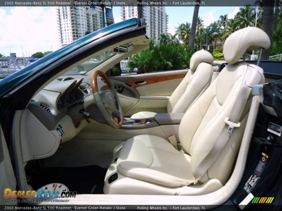 2003 Mercedes-Benz SL 500 Roadster Everest Green Metallic / Stone Photo #5