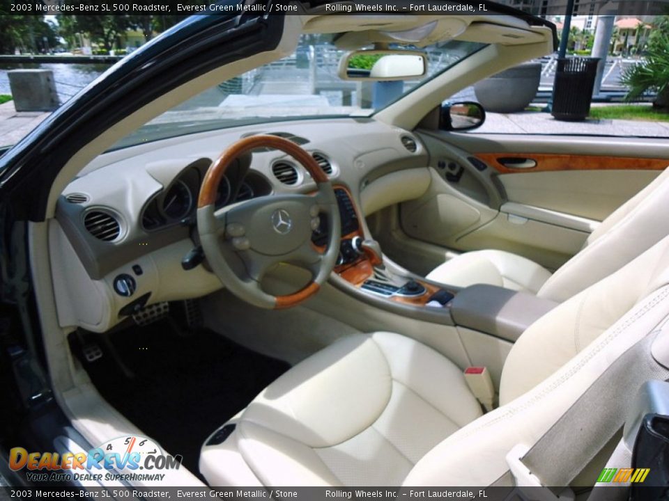 2003 Mercedes-Benz SL 500 Roadster Everest Green Metallic / Stone Photo #6