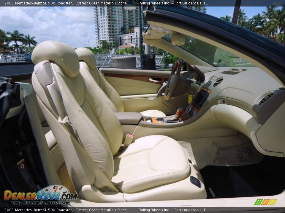 2003 Mercedes-Benz SL 500 Roadster Everest Green Metallic / Stone Photo #9