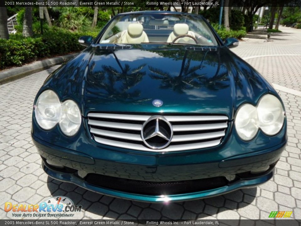 2003 Mercedes-Benz SL 500 Roadster Everest Green Metallic / Stone Photo #10