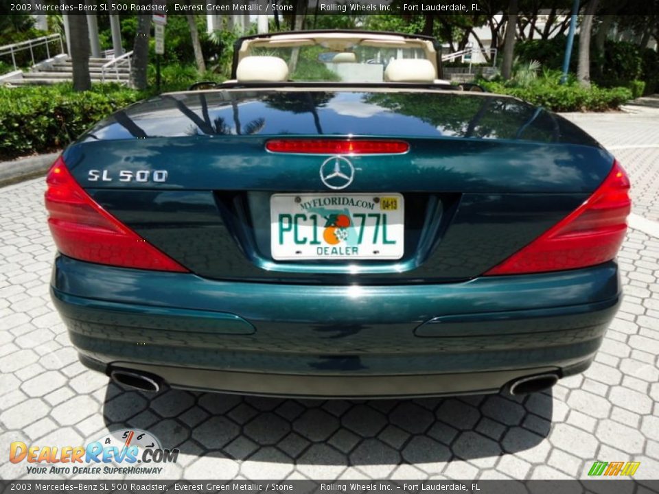2003 Mercedes-Benz SL 500 Roadster Everest Green Metallic / Stone Photo #11