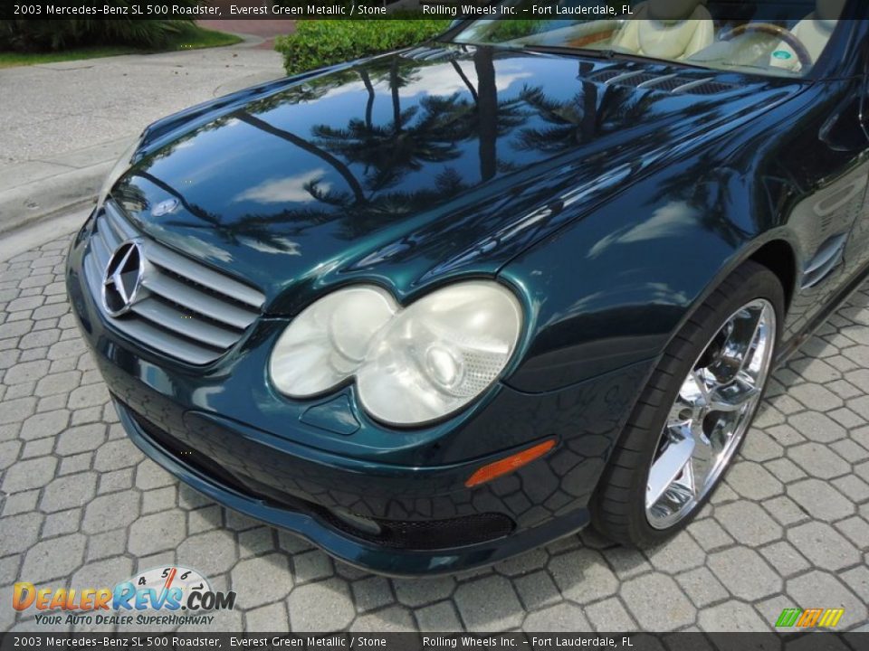 2003 Mercedes-Benz SL 500 Roadster Everest Green Metallic / Stone Photo #13