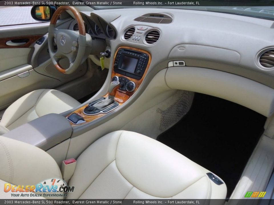 2003 Mercedes-Benz SL 500 Roadster Everest Green Metallic / Stone Photo #14
