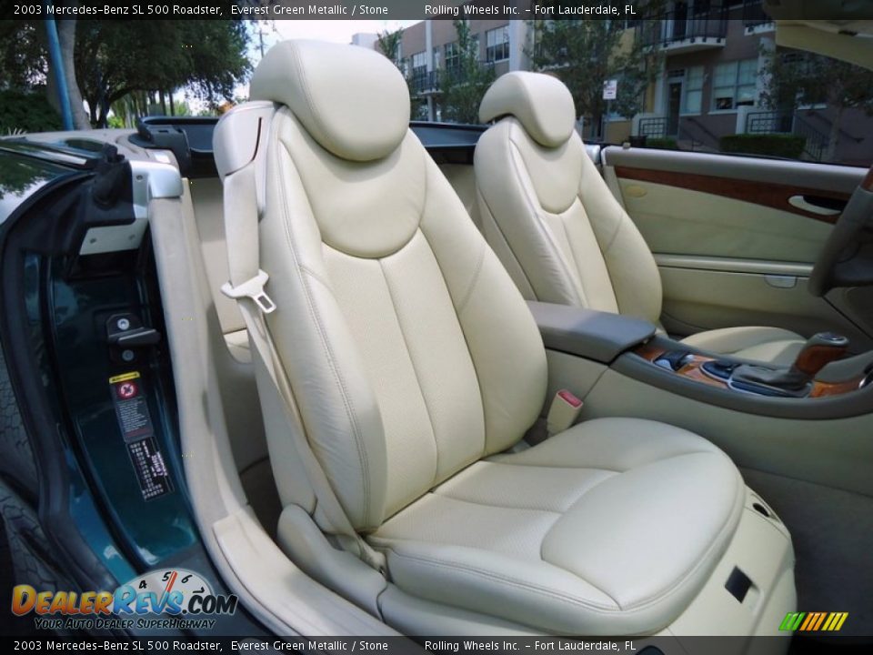 2003 Mercedes-Benz SL 500 Roadster Everest Green Metallic / Stone Photo #15