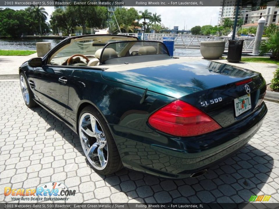 2003 Mercedes-Benz SL 500 Roadster Everest Green Metallic / Stone Photo #17