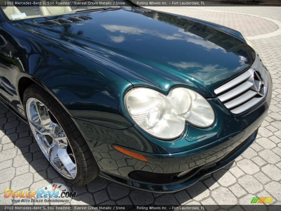 2003 Mercedes-Benz SL 500 Roadster Everest Green Metallic / Stone Photo #19
